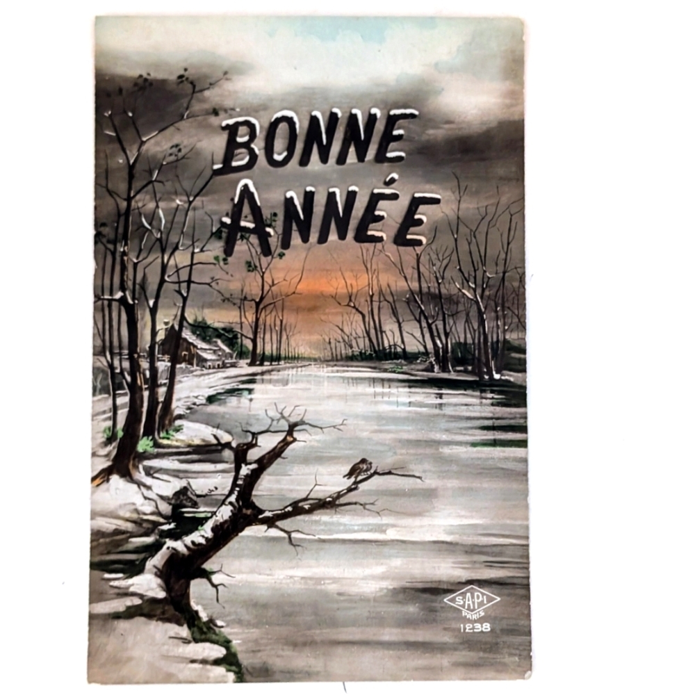 1922 French Bonne Année Winter River Postcard S.A.P.I. Paris